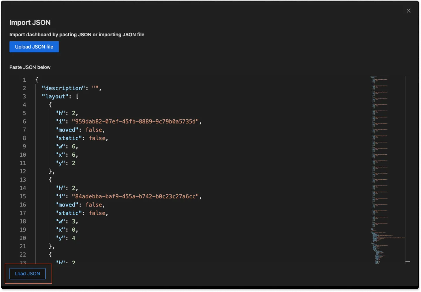 Load the Hostmetrics Dashboard JSON file in SigNoz UI